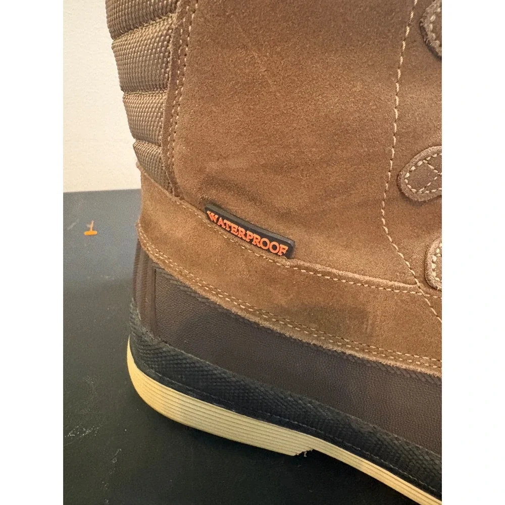 Nortiv 8 Mens Waterproof Winter Snow Boots Brown Suede Insulated Slip Resistant